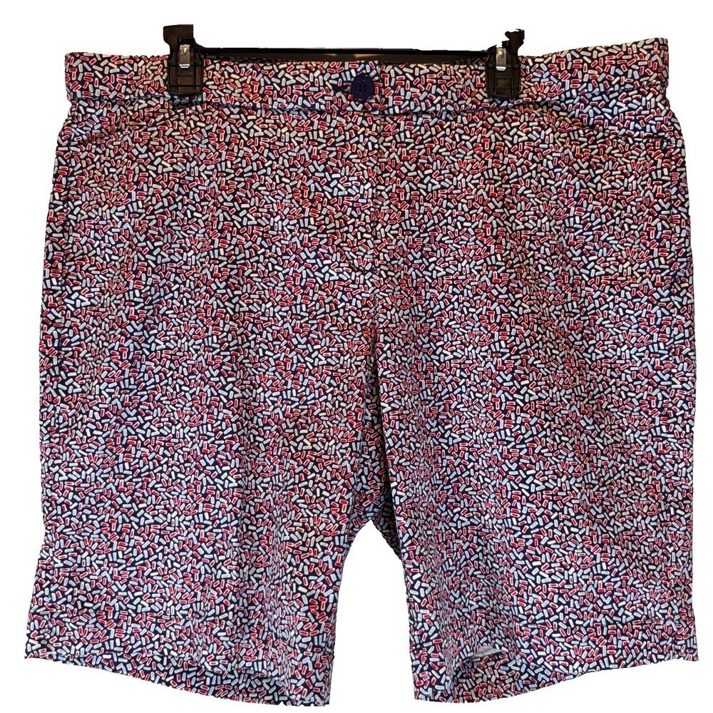 Coral Bay Bermuda Shorts Plus Size 18 Stretchy Red Blue White 9.5" Inseam Preppy